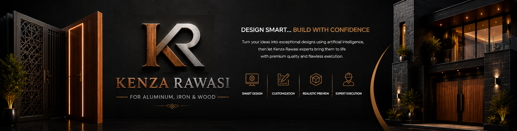 Kenza Rawasi aluminum, iron and wood work