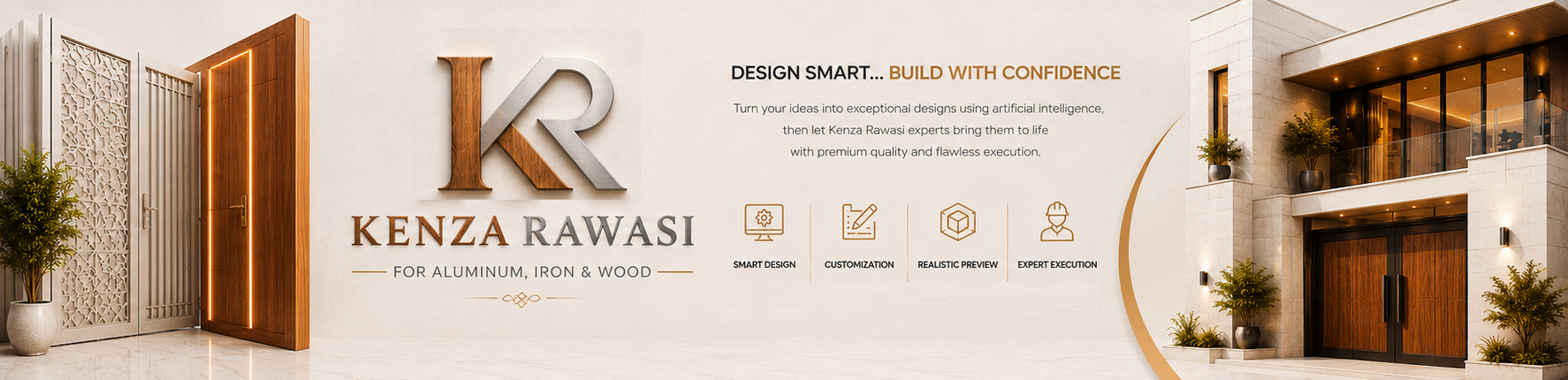 Kenza Rawasi aluminum, iron and wood work